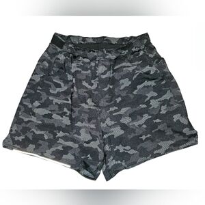 Lululemon Mens Surge Short w/ 6" Liner Gray Black Variegated Mesh Camo Medium